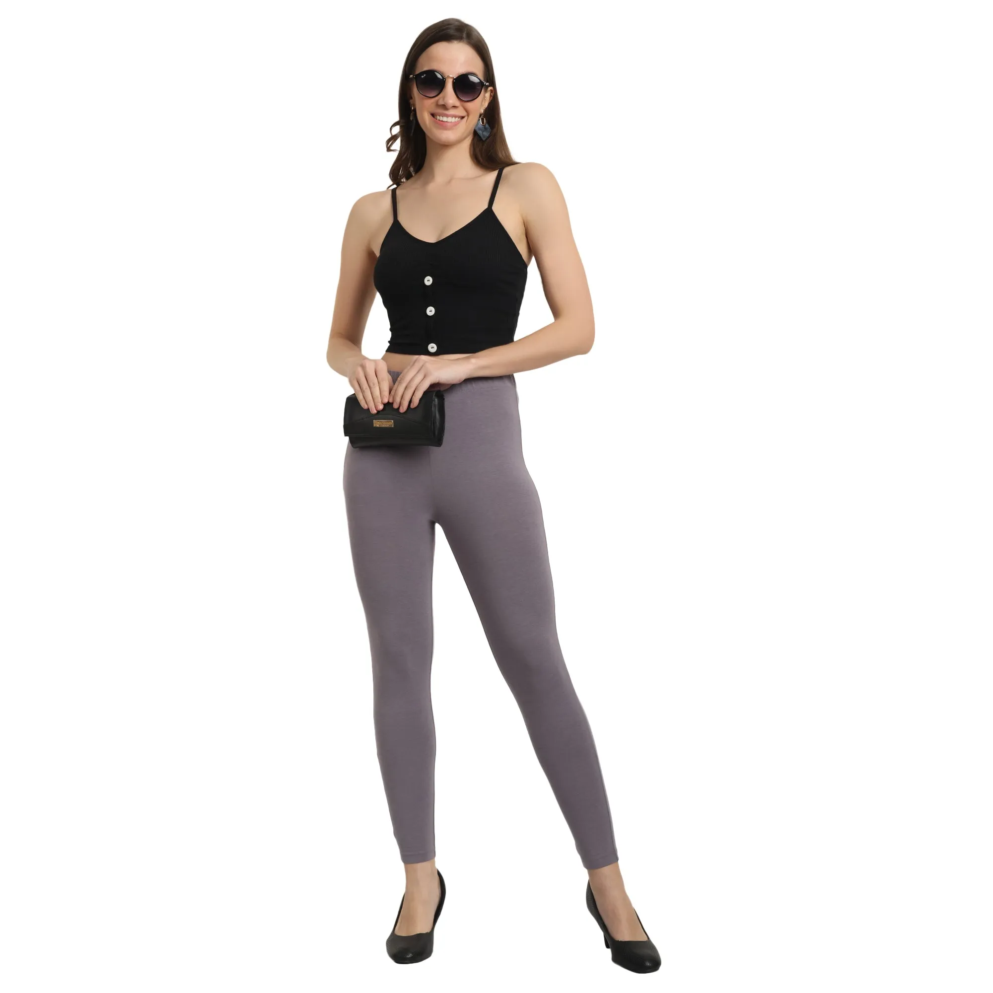 Women ST-Shirtl Grey Ankle Length Legging