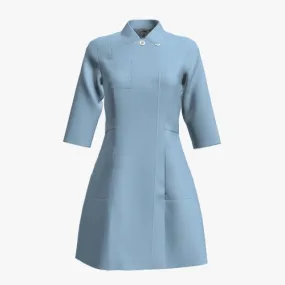 Women's 3/4 Sleeve Cotton Blend Coat Dress - Cirrus Blue