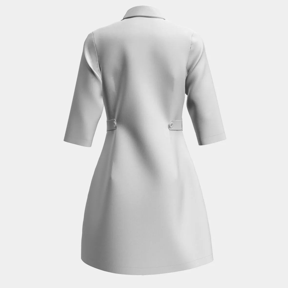 Women's 3/4 Sleeve Cotton Coat Dress - White