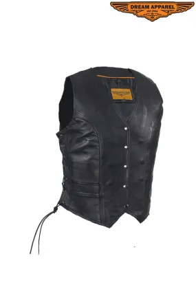 Women's Black Naked Goat Skin Leather Vest