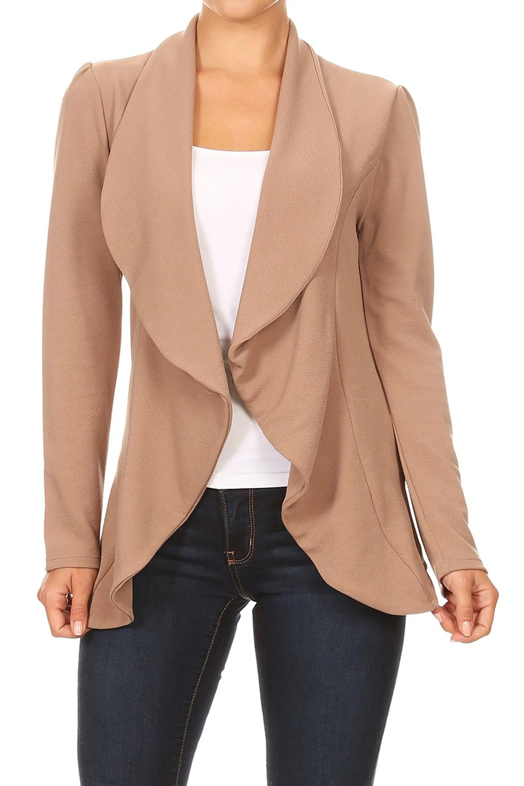 Women's Casual Solid Long Sleeve Loose Fit Open Blazer Jacket