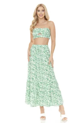 Women's Floral Long Skirt and TOP Set