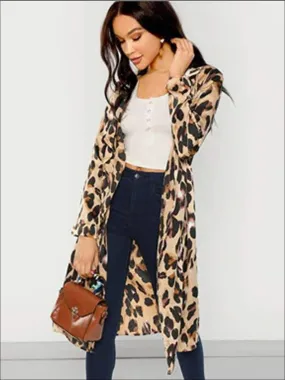 Women's Long Sleeve Leopard Print Cardigan