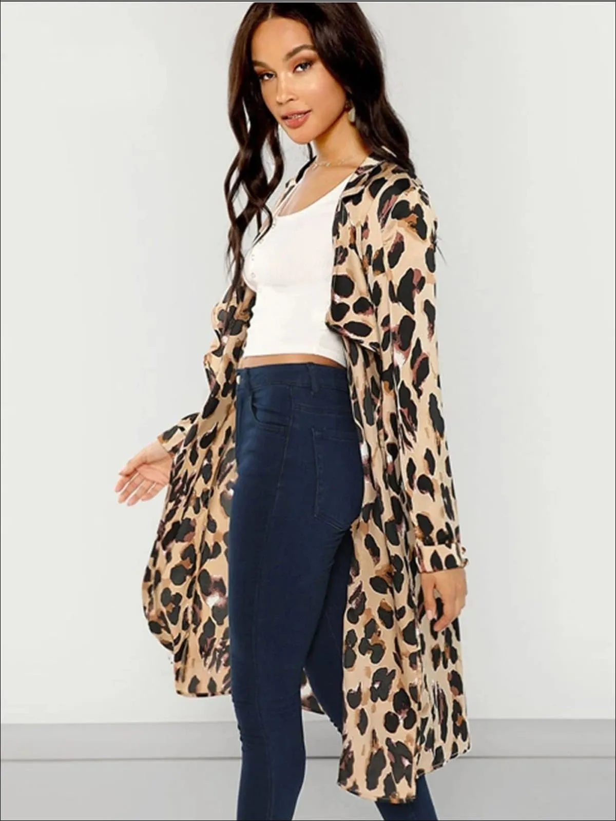 Women's Long Sleeve Leopard Print Cardigan