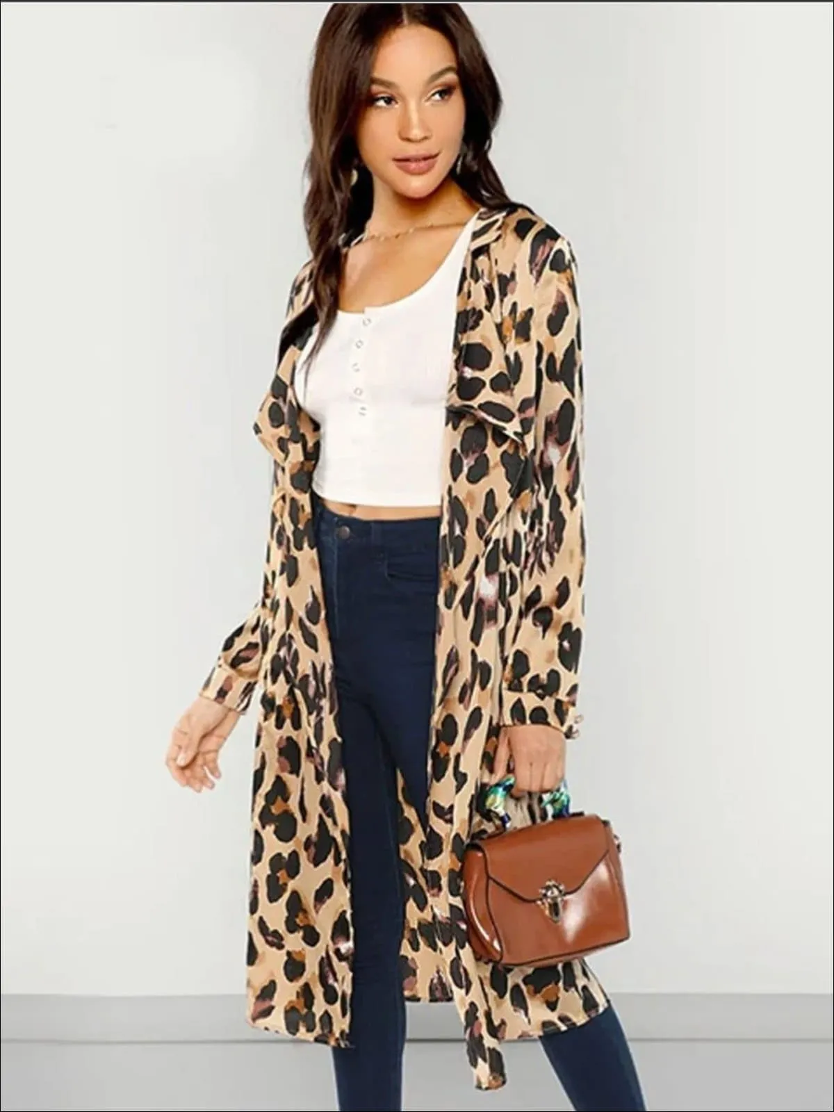 Women's Long Sleeve Leopard Print Cardigan