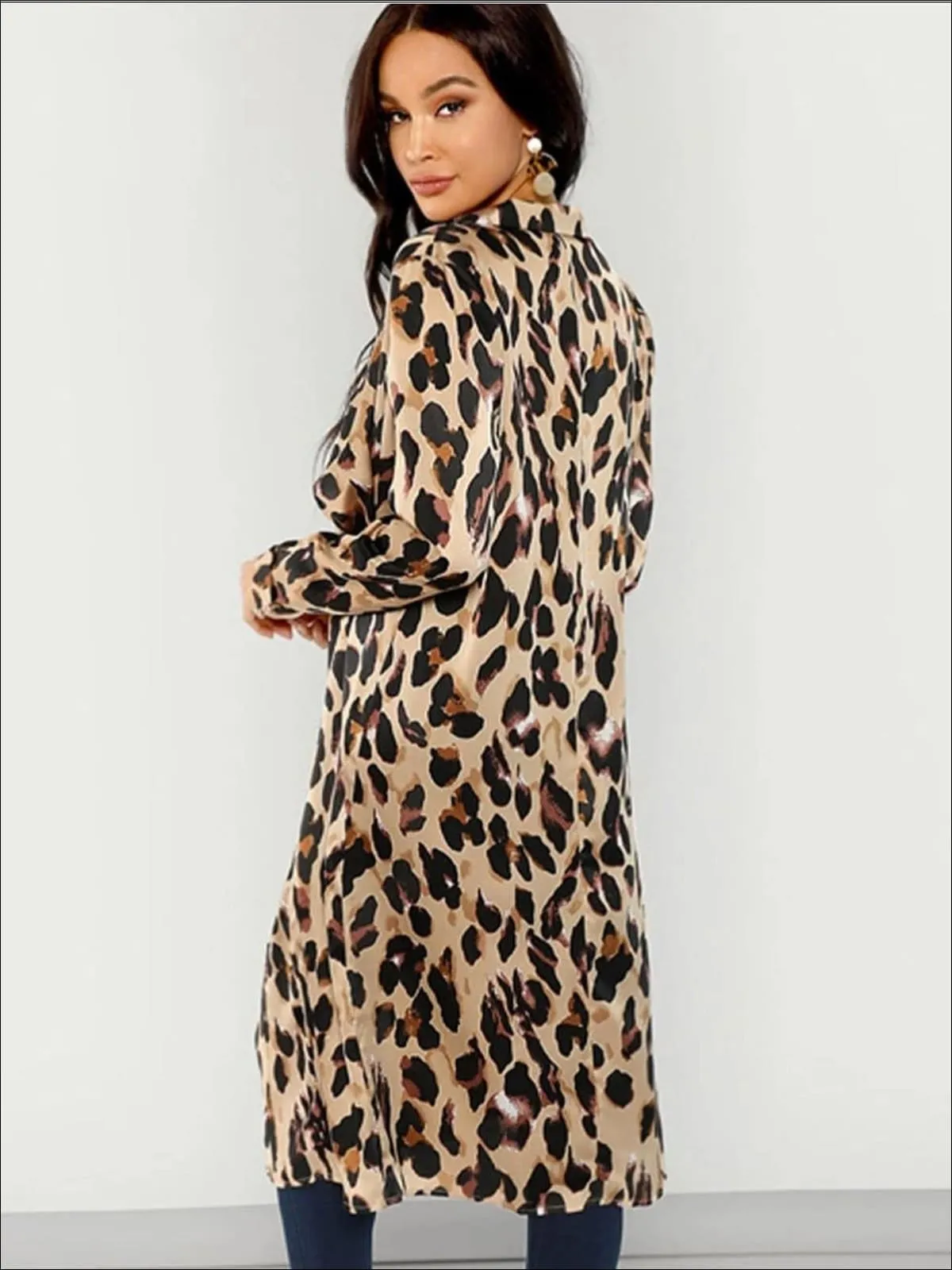 Women's Long Sleeve Leopard Print Cardigan