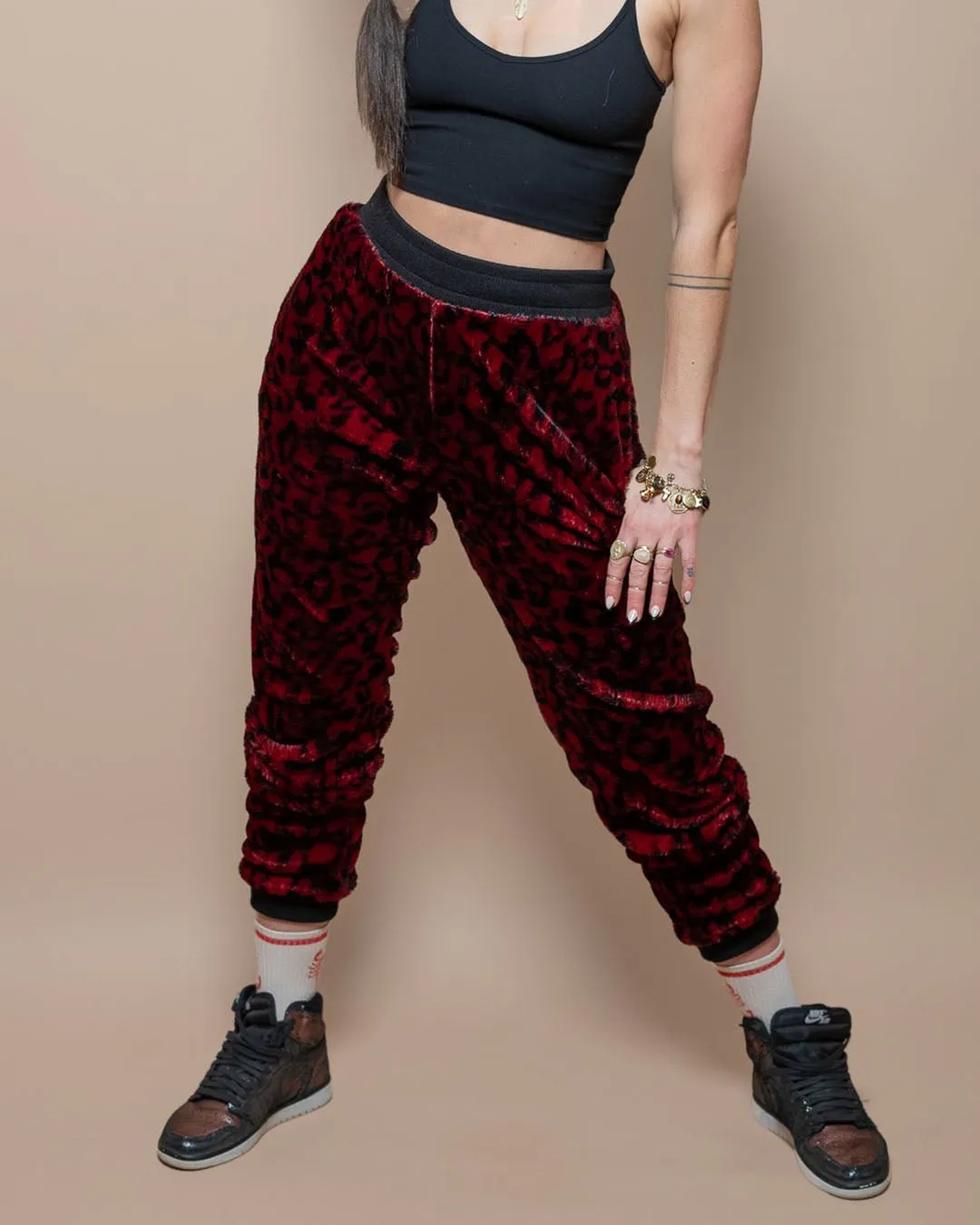 Women's Lounge Pants | Red Burgundy Leopard