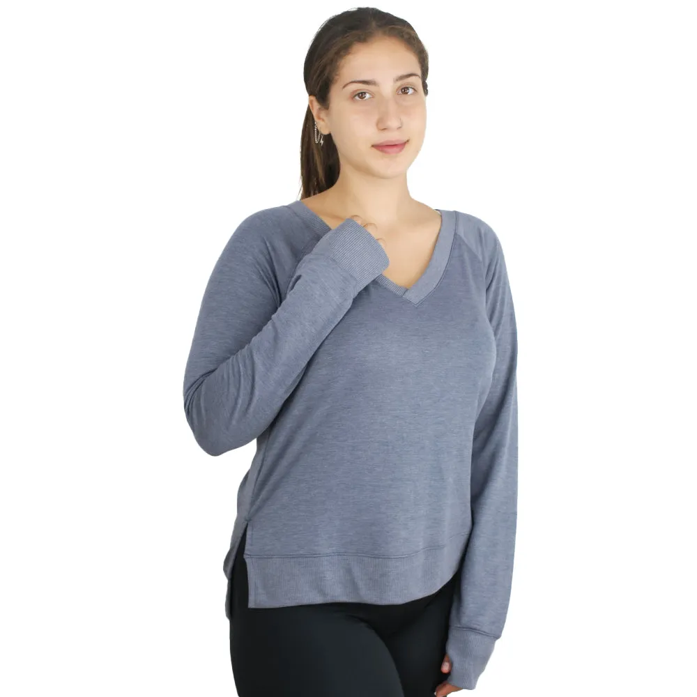 Women's Oversized V-Neck Sport Top,Light Navy