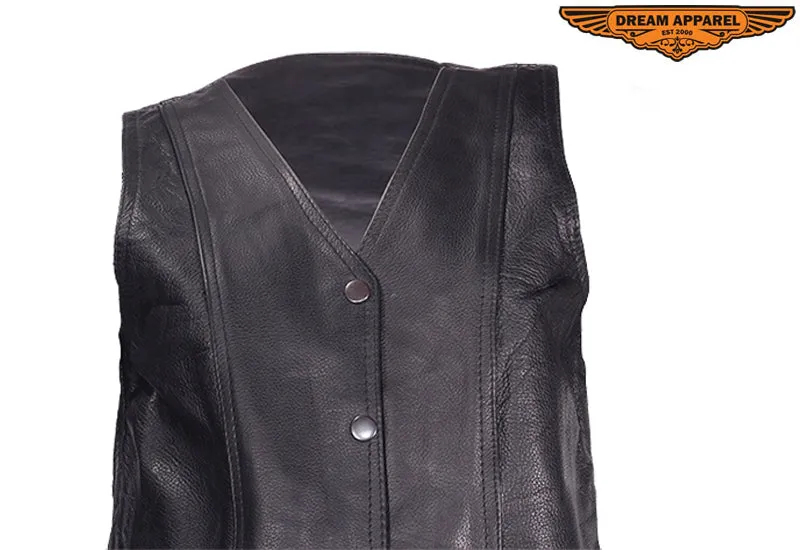 Womens Plain Leather Vest