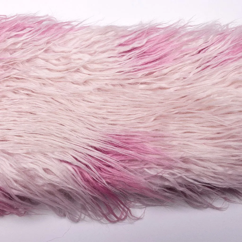 Women's Punk Contrast Color Faux Fur Coat Pink