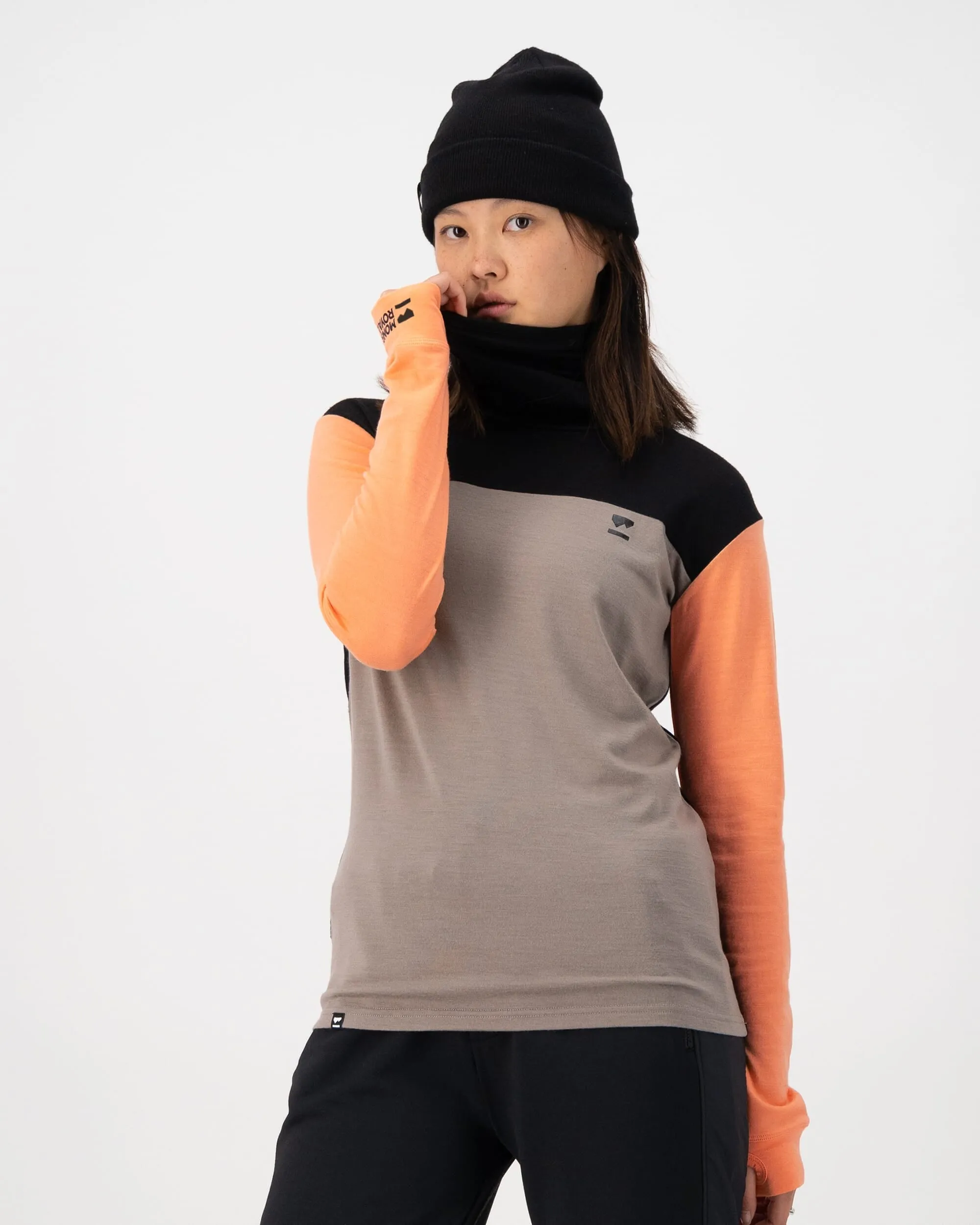 Yotei Merino High Neck Long Sleeve - Punch / Cinder / Black