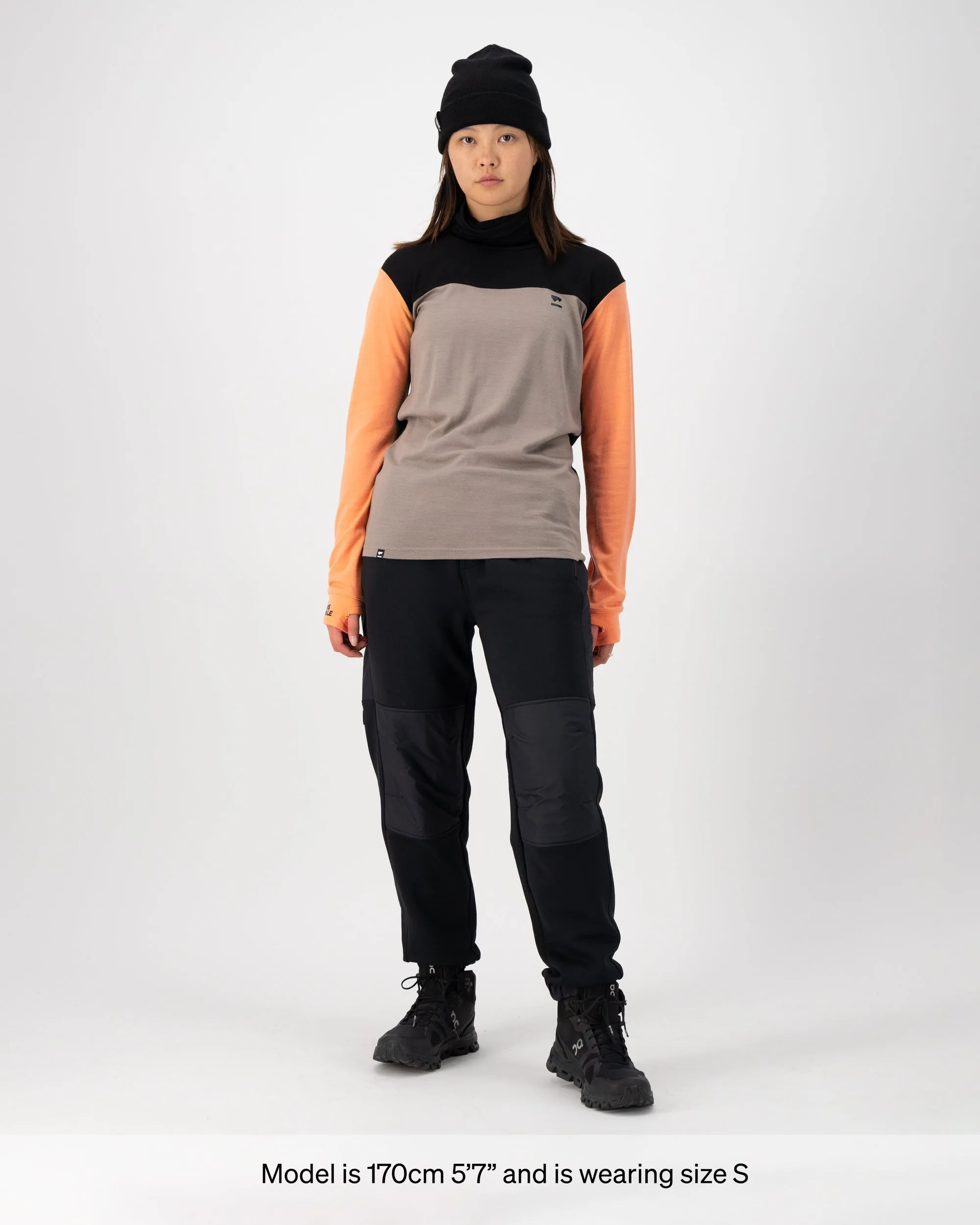 Yotei Merino High Neck Long Sleeve - Punch / Cinder / Black