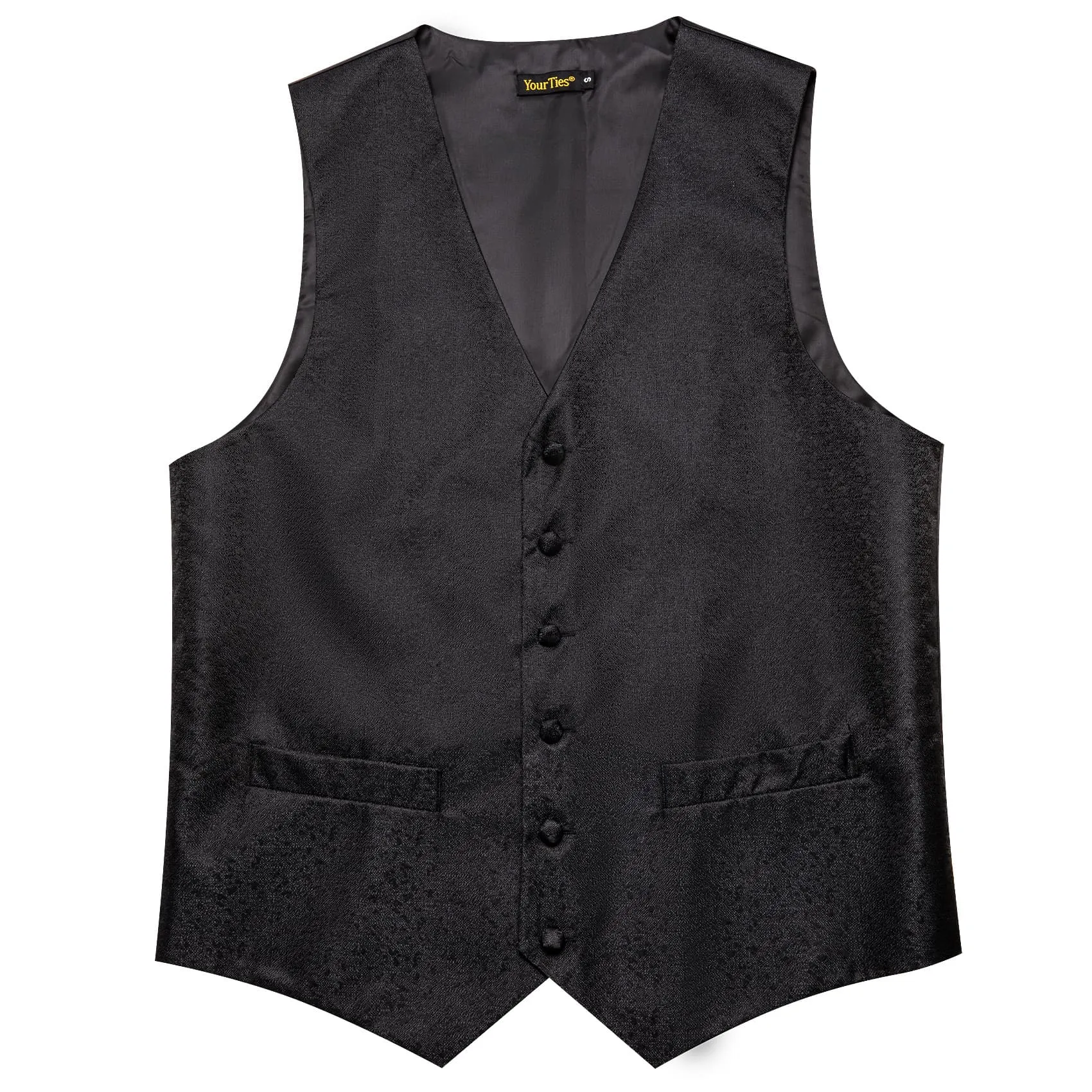 YourTies Black Wedding Waistcoat Formal V-Neck Vest Necktie Set for Men