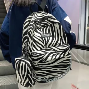 Zebra Striped Leopard  Pattern Backpack