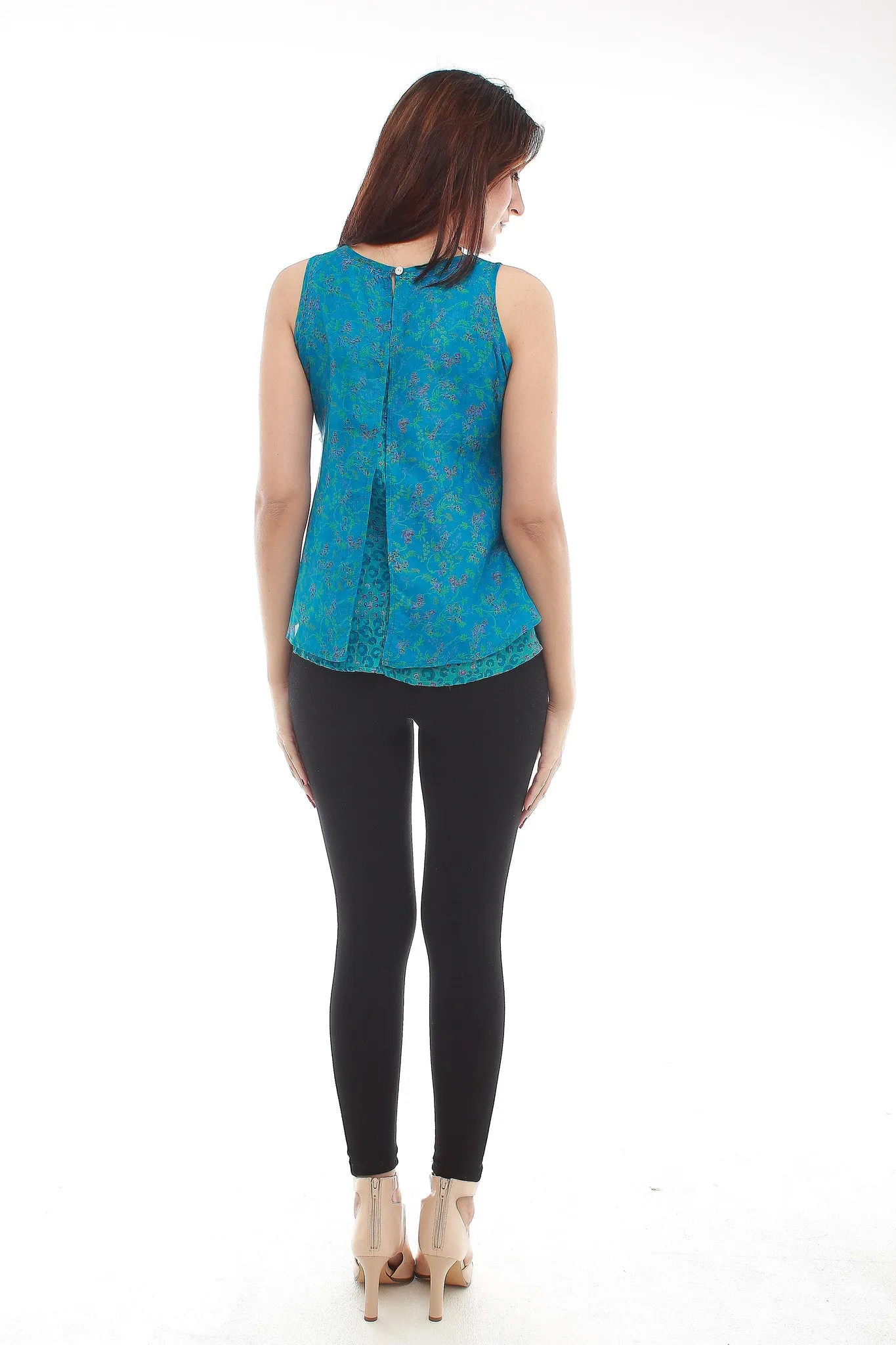 Zoe Silk Top (Turquoise)